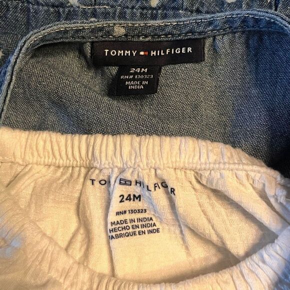 NWT Tommy Hilfiger Baby Girl's Printed Denim Overall 2 Piece Top Pant Set 24 Mon - Picture 7 of 8